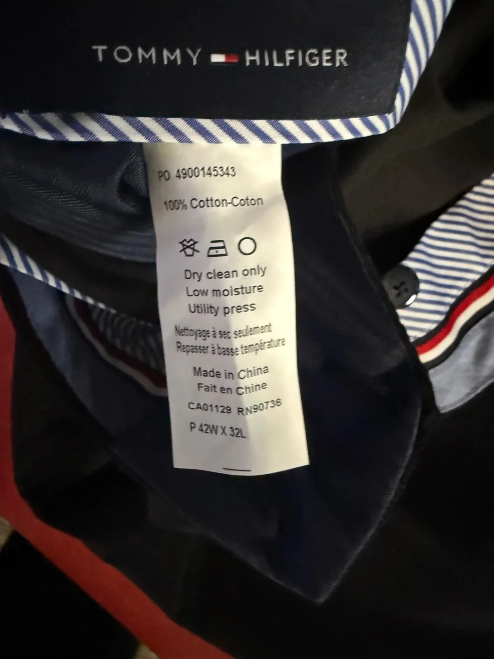 Tommy Hilfiger Men's Black Corduroy Dress Pants size 42W x 32L